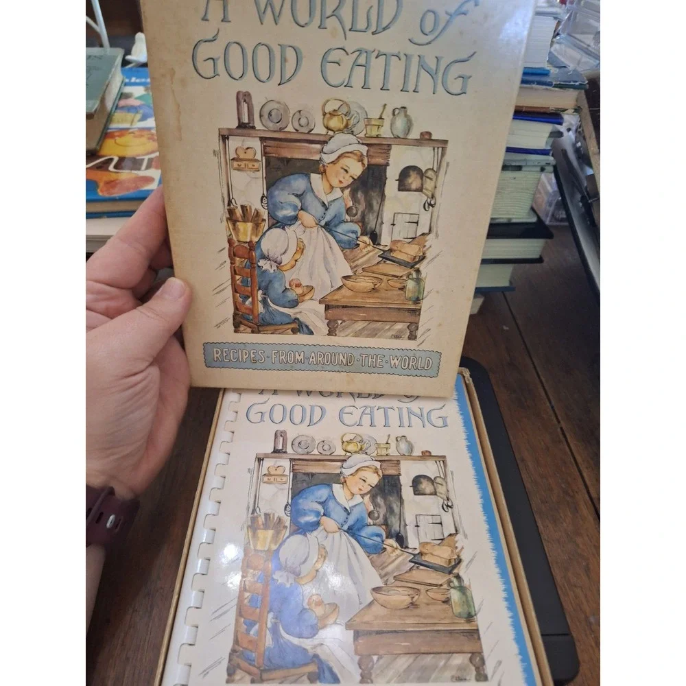 Vintage 1951 A World of‎ Good Eating Cookbook Heloise Frost Recipes with Box